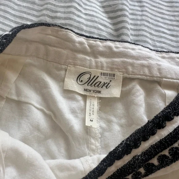 Anthropologie Embroidered Chic Cream and Black Floral Wide Leg Pants - Picture 7 of 12